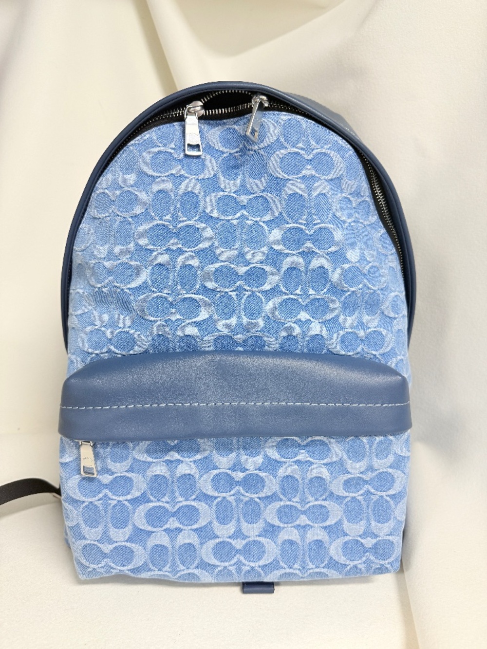 NWT Coach Taylor Backpack in Signature Denim CDF23 Silver/Denim